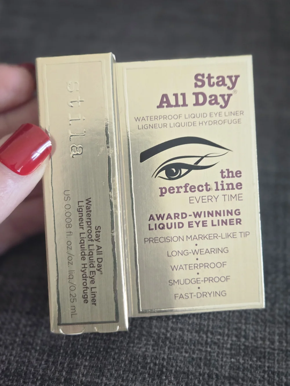 Stila Stay All Day Waterproof Liquid Eye Liner - Black in Gold Packaging